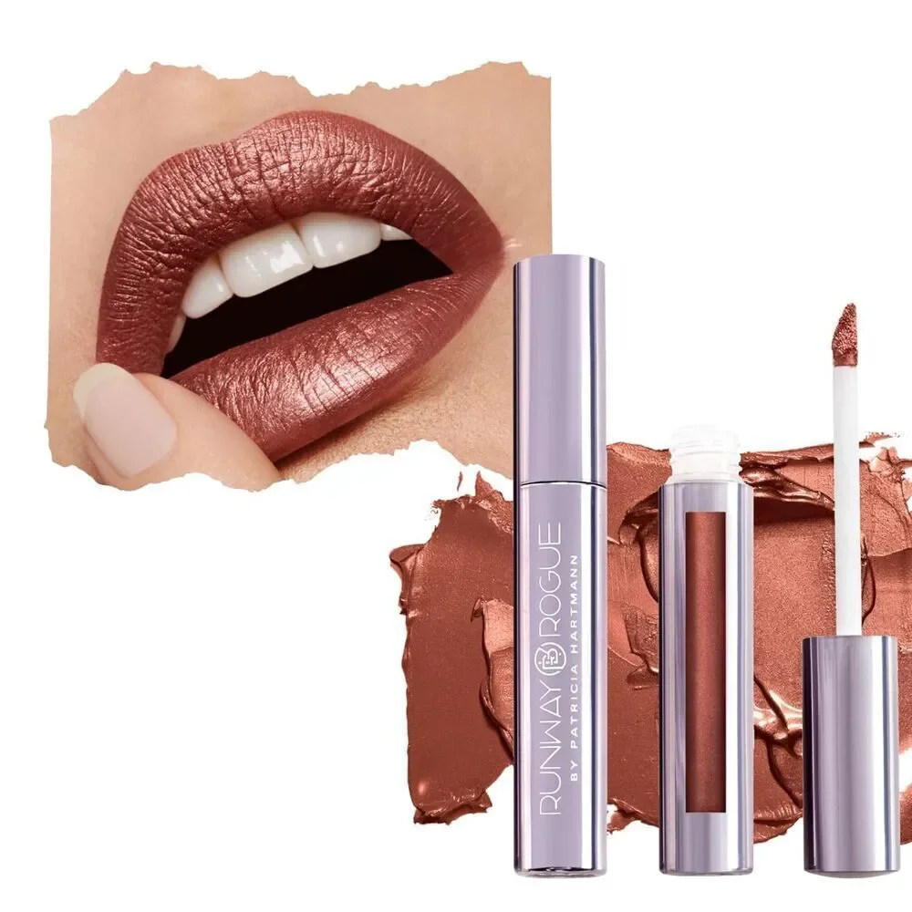 Runway Rogue Silk Glam Liquid Lipstick Long Frosted Rich Golden-Bronze Lipstick